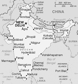 The map of India.